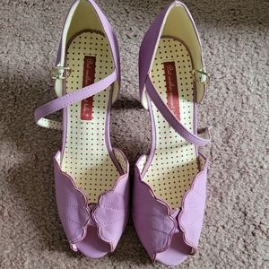 B.A.I.T. Purple Hanella Seashell Peeptoe Heels